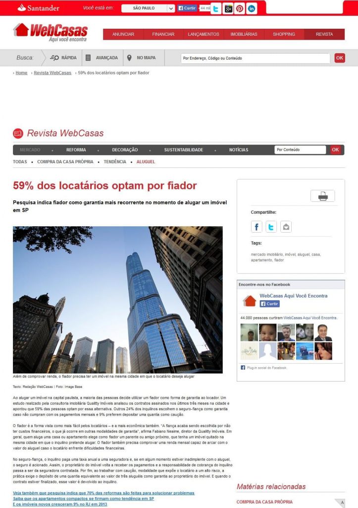 Reportagem no Portal WebCasas